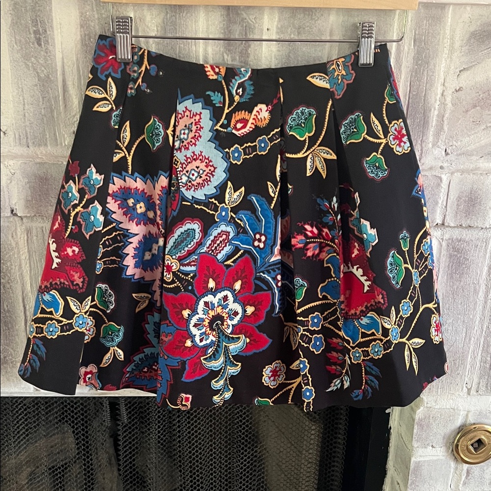 Alice + Olivia Floral Black Mini Skirt